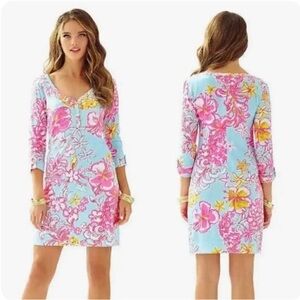 Lilly Pulitzer Pink and Blue Floral Midi Dress